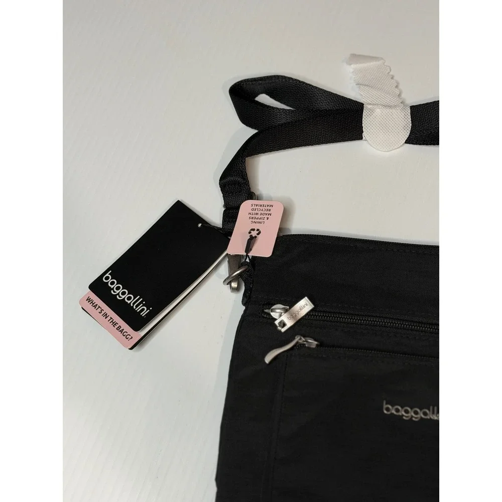 Baggallini‎ Modern Pocket Crossbody Black Sand RFID Travel Bag Organizer Comfort